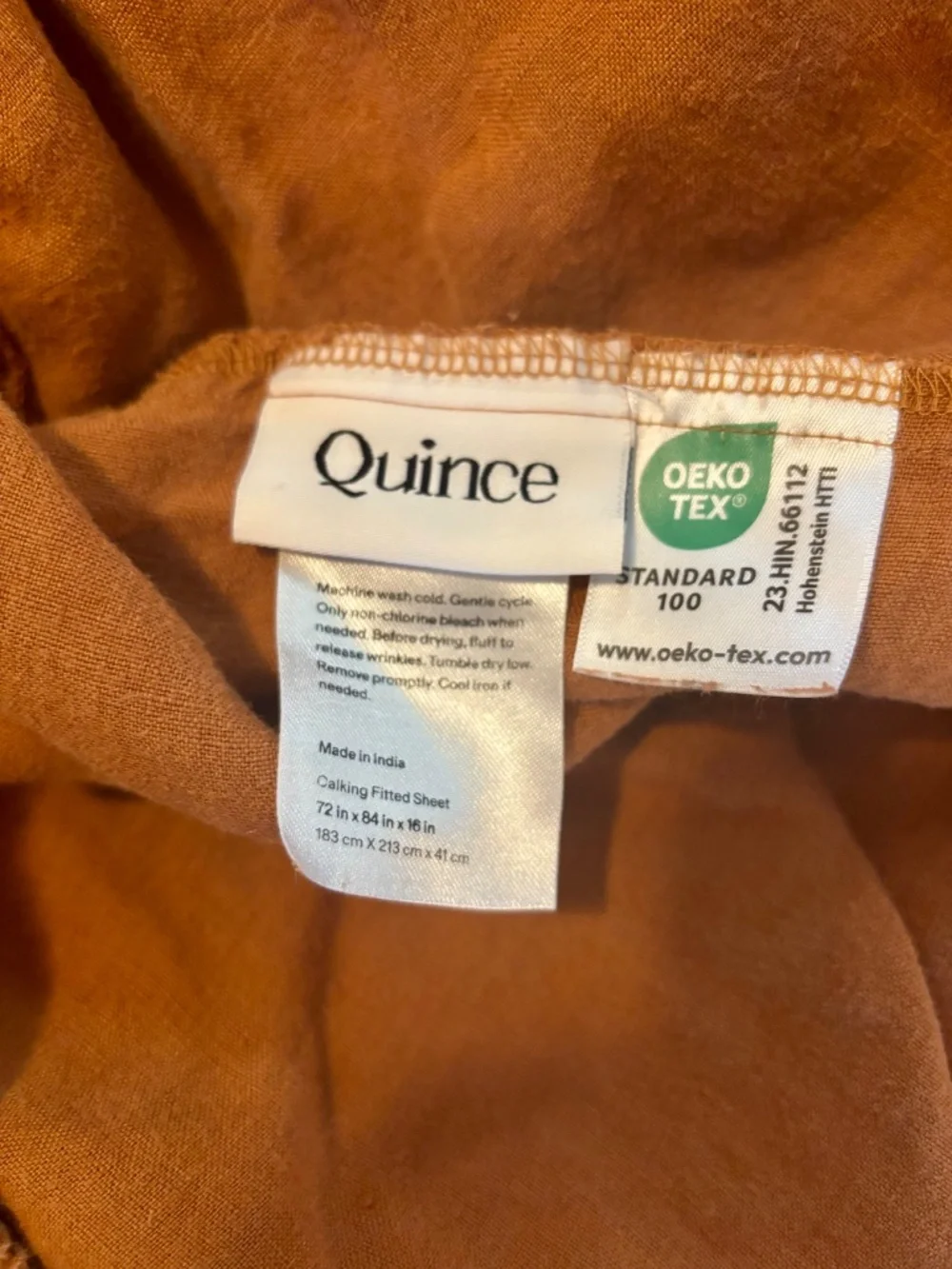 Quince European Linen Sheet Set - Terracotta / Cal King - Picture 3 of 5